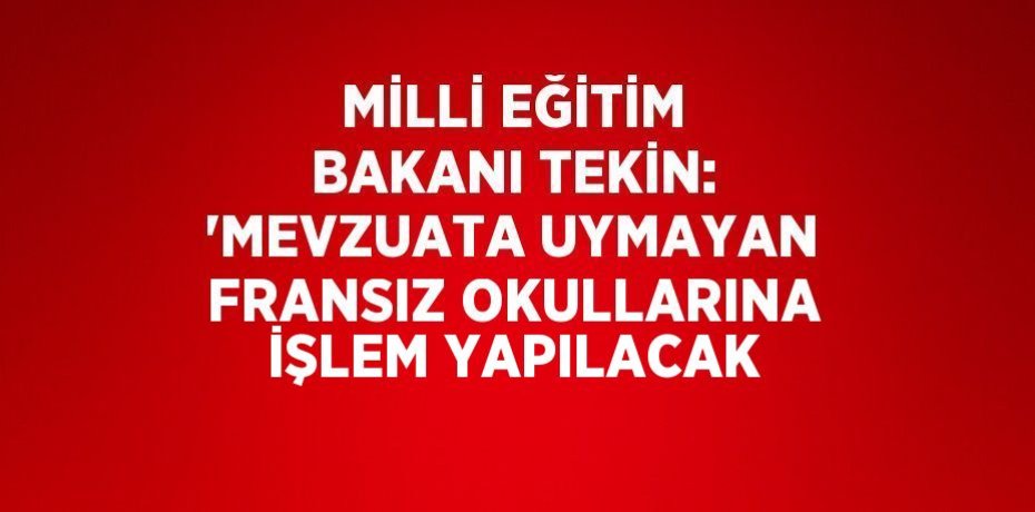 MİLLİ EĞİTİM BAKANI TEKİN: 'MEVZUATA UYMAYAN FRANSIZ OKULLARINA İŞLEM YAPILACAK