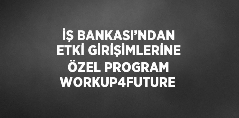 İŞ BANKASI’NDAN ETKİ GİRİŞİMLERİNE ÖZEL PROGRAM WORKUP4FUTURE