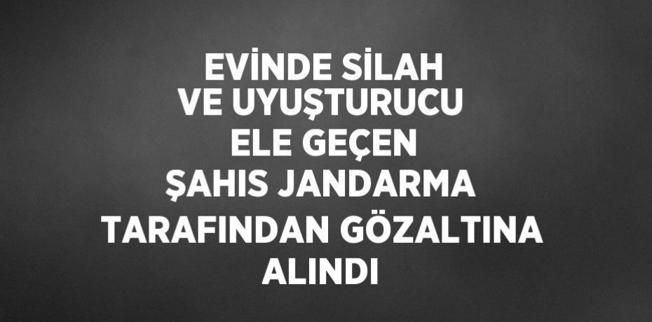 EVİNDE SİLAH VE UYUŞTURUCU ELE GEÇEN ŞAHIS JANDARMA TARAFINDAN GÖZALTINA ALINDI