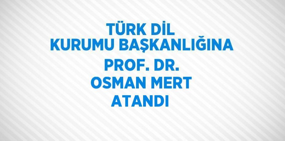 TÜRK DİL KURUMU BAŞKANLIĞINA PROF. DR. OSMAN MERT ATANDI