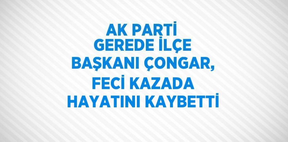 AK PARTİ GEREDE İLÇE BAŞKANI ÇONGAR, FECİ KAZADA HAYATINI KAYBETTİ