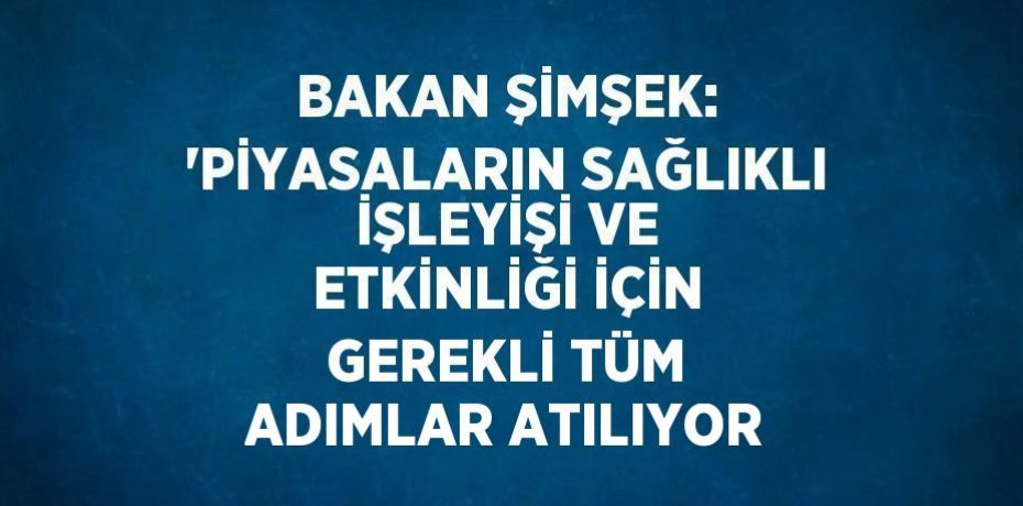 BAKAN ŞİMŞEK: 'PİYASALARIN SAĞLIKLI İŞLEYİŞİ VE ETKİNLİĞİ İÇİN GEREKLİ TÜM ADIMLAR ATILIYOR