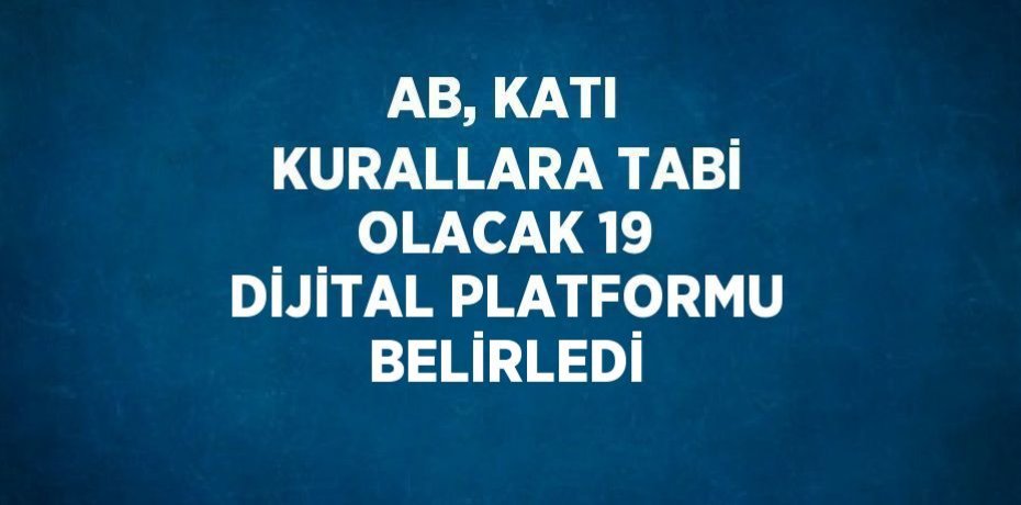 AB, KATI KURALLARA TABİ OLACAK 19 DİJİTAL PLATFORMU BELİRLEDİ