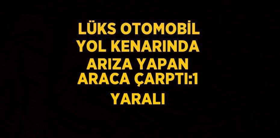 LÜKS OTOMOBİL YOL KENARINDA ARIZA YAPAN ARACA ÇARPTI:1 YARALI