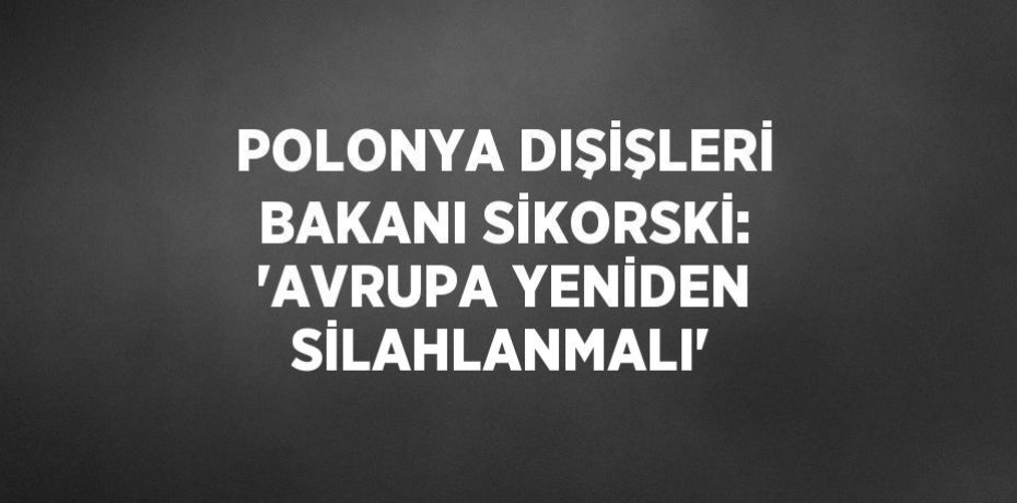 POLONYA DIŞİŞLERİ BAKANI SİKORSKİ: 'AVRUPA YENİDEN SİLAHLANMALI'