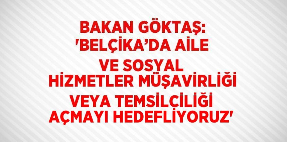 BAKAN GÖKTAŞ: 'BELÇİKA’DA AİLE VE SOSYAL HİZMETLER MÜŞAVİRLİĞİ VEYA TEMSİLCİLİĞİ AÇMAYI HEDEFLİYORUZ'
