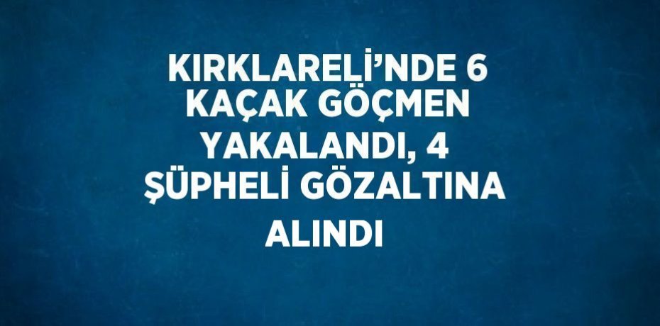 KIRKLARELİ’NDE 6 KAÇAK GÖÇMEN YAKALANDI, 4 ŞÜPHELİ GÖZALTINA ALINDI