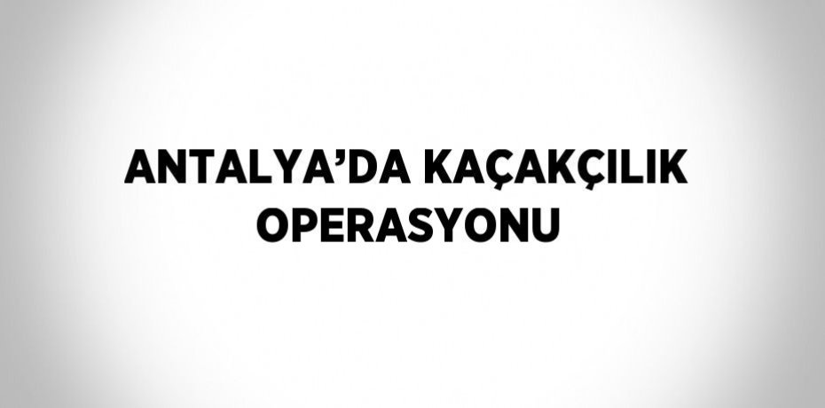 ANTALYA’DA KAÇAKÇILIK OPERASYONU