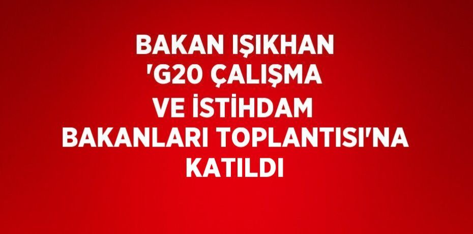 BAKAN IŞIKHAN 'G20 ÇALIŞMA VE İSTİHDAM BAKANLARI TOPLANTISI'NA KATILDI
