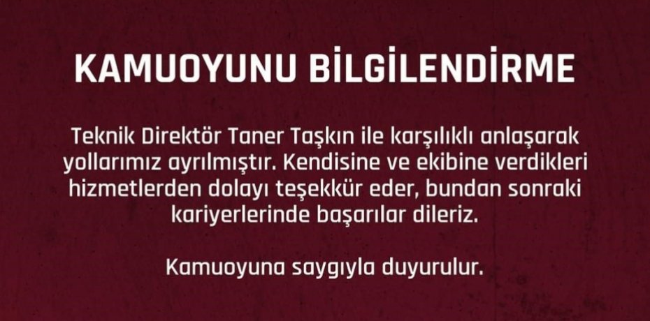 FATURA TANER TAŞKIN’A KESİLDİ