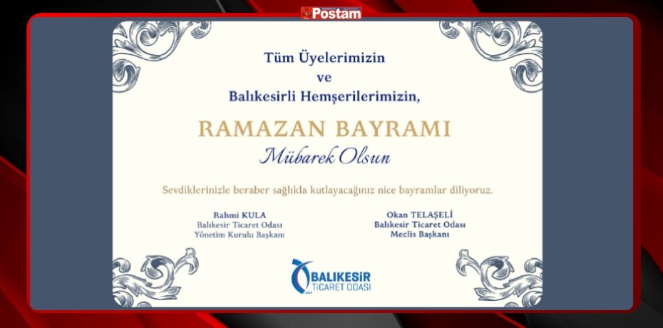 BALIKESİR TİCARET ODASI BAYRAM İLANI