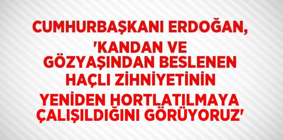 CUMHURBAŞKANI ERDOĞAN, 'KANDAN VE GÖZYAŞINDAN BESLENEN HAÇLI ZİHNİYETİNİN YENİDEN HORTLATILMAYA ÇALIŞILDIĞINI GÖRÜYORUZ'