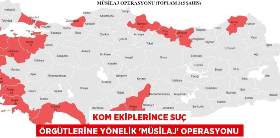 KOM ekiplerince suç örgütlerine yönelik “Müsilaj” operasyonu