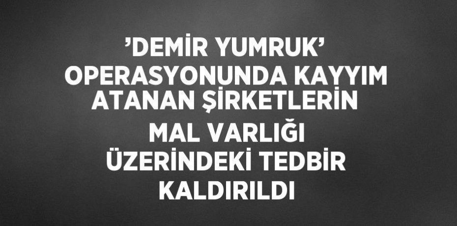 ’DEMİR YUMRUK’ OPERASYONUNDA KAYYIM ATANAN ŞİRKETLERİN MAL VARLIĞI ÜZERİNDEKİ TEDBİR KALDIRILDI