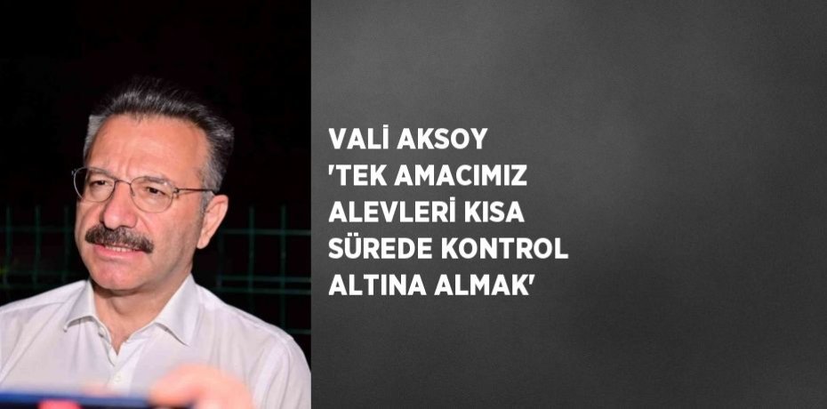 VALİ AKSOY 'TEK AMACIMIZ ALEVLERİ KISA SÜREDE KONTROL ALTINA ALMAK'