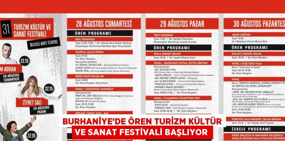 BURHANİYE’DE ÖREN TURİZM KÜLTÜR VE SANAT FESTİVALİ BAŞLIYOR