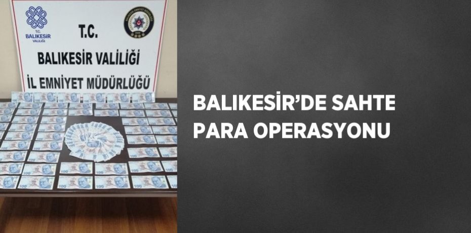 BALIKESİR’DE SAHTE PARA OPERASYONU