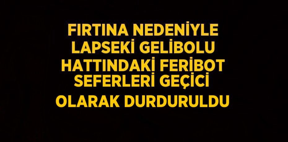 FIRTINA NEDENİYLE LAPSEKİ GELİBOLU HATTINDAKİ FERİBOT SEFERLERİ GEÇİCİ OLARAK DURDURULDU
