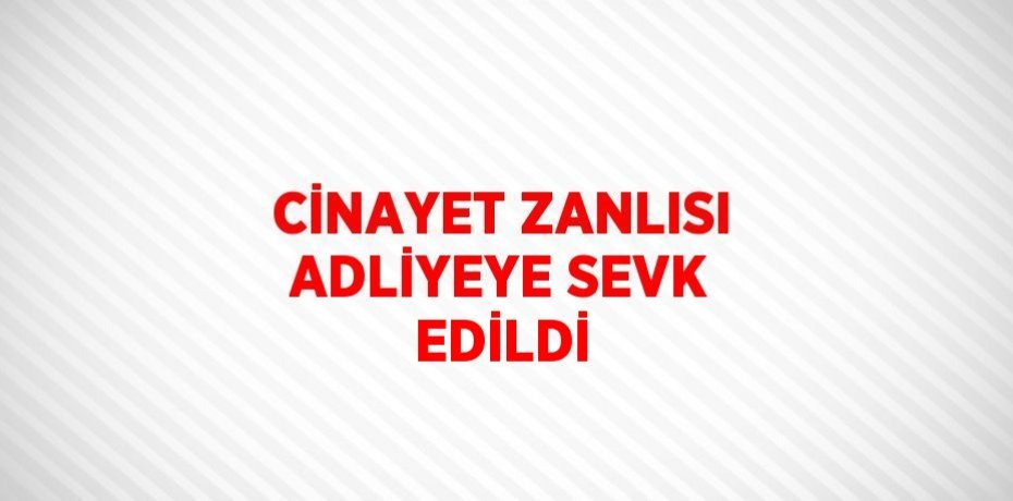 CİNAYET ZANLISI ADLİYEYE SEVK EDİLDİ
