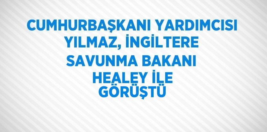 CUMHURBAŞKANI YARDIMCISI YILMAZ, İNGİLTERE SAVUNMA BAKANI HEALEY İLE GÖRÜŞTÜ
