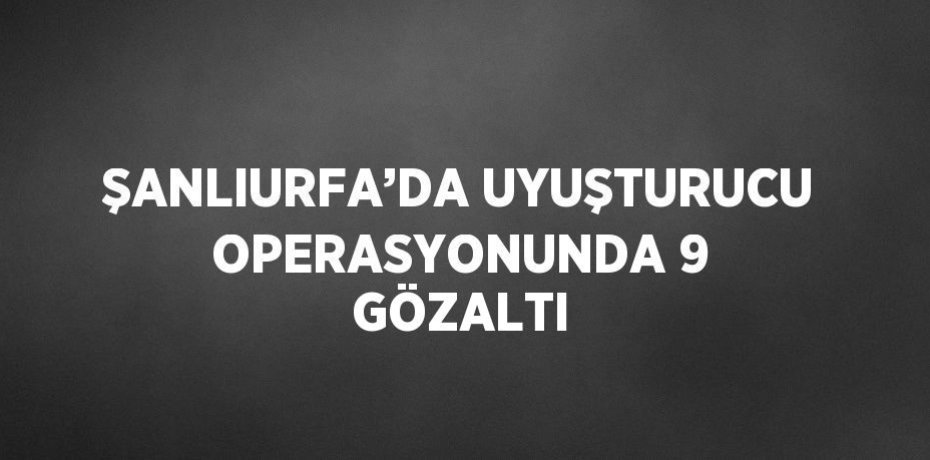 ŞANLIURFA’DA UYUŞTURUCU OPERASYONUNDA 9 GÖZALTI