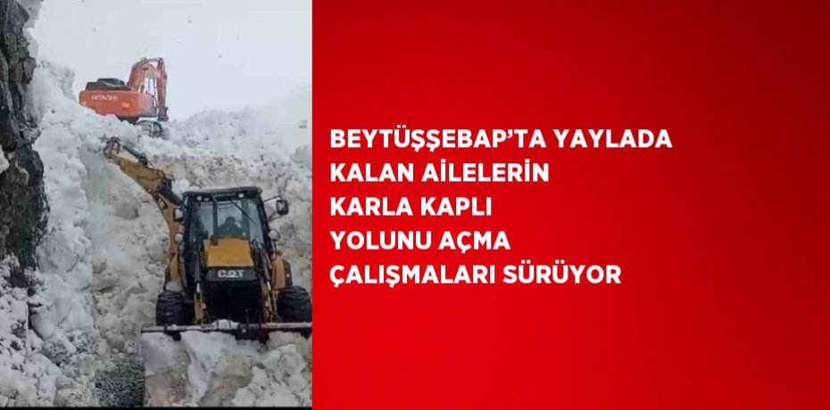 BEYTÜŞŞEBAP’TA YAYLADA KALAN AİLELERİN KARLA KAPLI YOLUNU AÇMA ÇALIŞMALARI SÜRÜYOR
