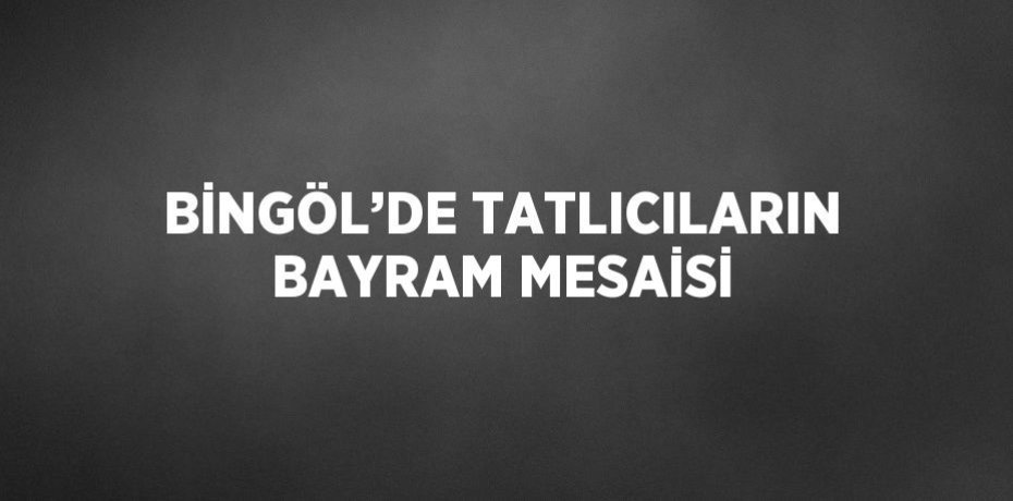 BİNGÖL’DE TATLICILARIN BAYRAM MESAİSİ