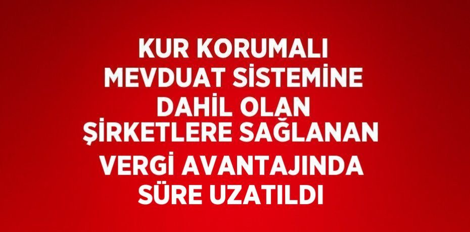 KUR KORUMALI MEVDUAT SİSTEMİNE DAHİL OLAN ŞİRKETLERE SAĞLANAN VERGİ AVANTAJINDA SÜRE UZATILDI