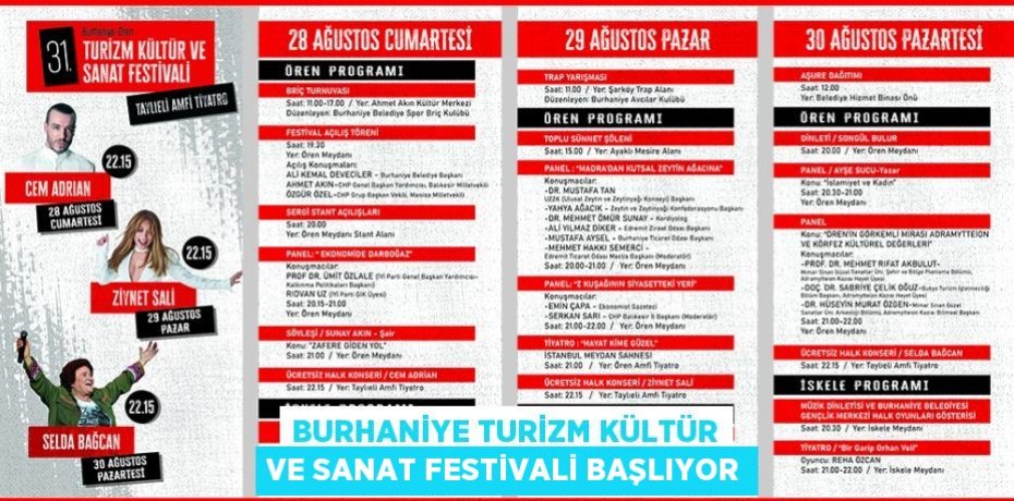BURHANİYE TURİZM KÜLTÜR ve SANAT FESTİVALİ BAŞLIYOR