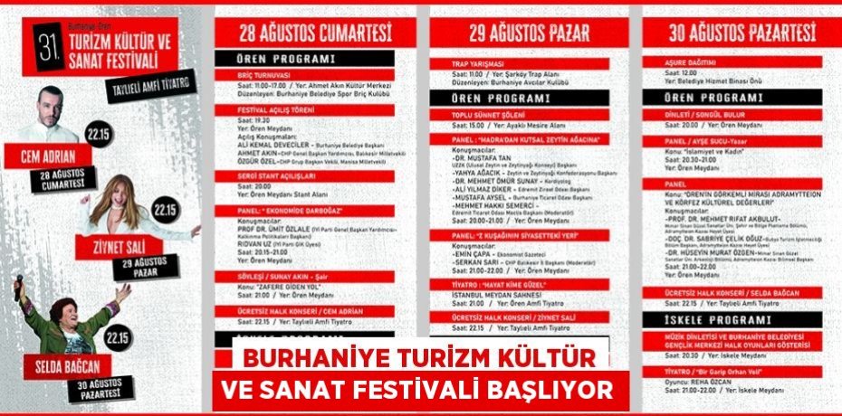 BURHANİYE TURİZM KÜLTÜR ve SANAT FESTİVALİ BAŞLIYOR