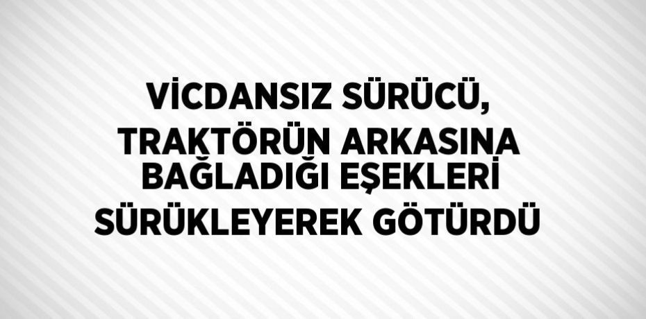 VİCDANSIZ SÜRÜCÜ, TRAKTÖRÜN ARKASINA BAĞLADIĞI EŞEKLERİ SÜRÜKLEYEREK GÖTÜRDÜ