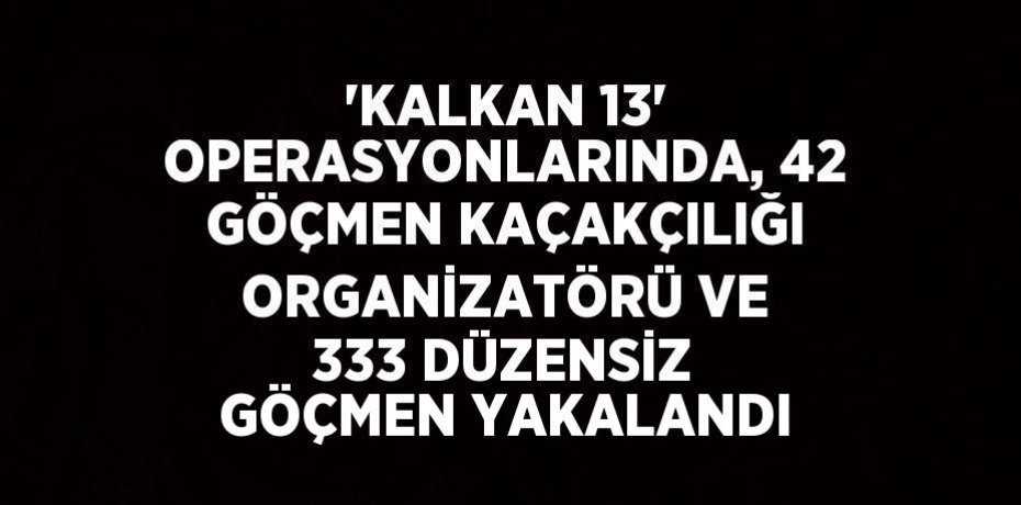 'KALKAN 13' OPERASYONLARINDA, 42 GÖÇMEN KAÇAKÇILIĞI ORGANİZATÖRÜ VE 333 DÜZENSİZ GÖÇMEN YAKALANDI