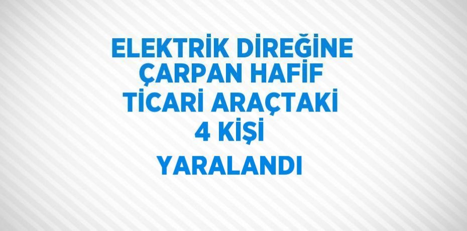 ELEKTRİK DİREĞİNE ÇARPAN HAFİF TİCARİ ARAÇTAKİ 4 KİŞİ YARALANDI