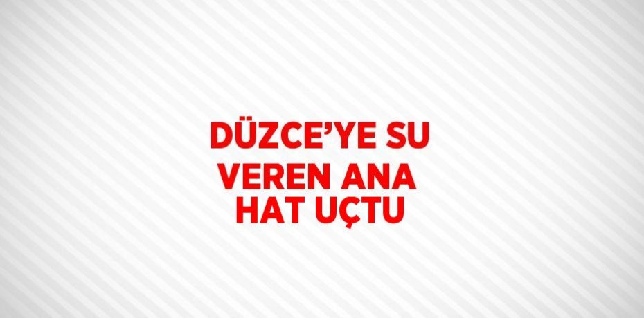 DÜZCE’YE SU VEREN ANA HAT UÇTU