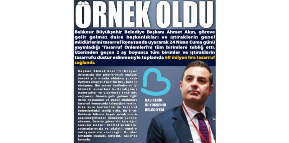 Ahmet Akın, tüm Türkiye’ye örnek oldu