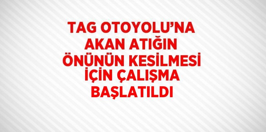 TAG OTOYOLU’NA AKAN ATIĞIN ÖNÜNÜN KESİLMESİ İÇİN ÇALIŞMA BAŞLATILDI