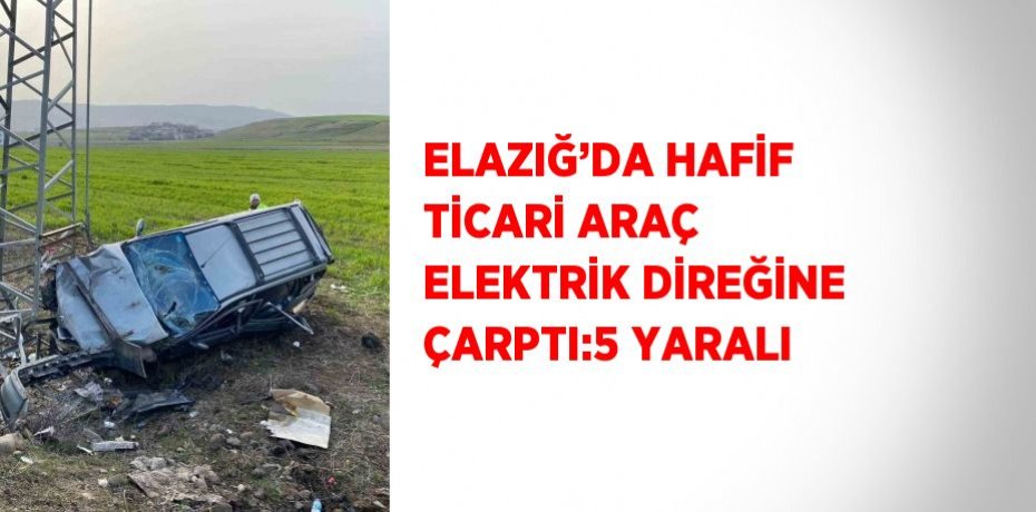 ELAZIĞ’DA HAFİF TİCARİ ARAÇ ELEKTRİK DİREĞİNE ÇARPTI:5 YARALI