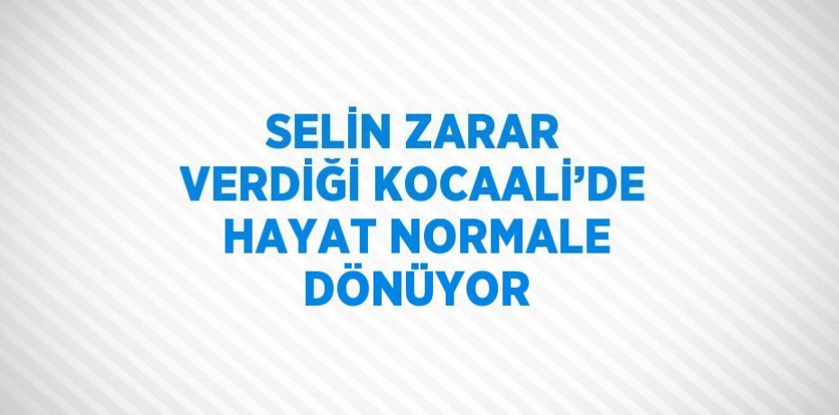 SELİN ZARAR VERDİĞİ KOCAALİ’DE HAYAT NORMALE DÖNÜYOR