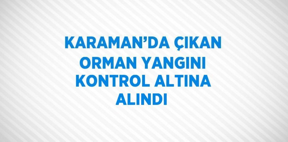 KARAMAN’DA ÇIKAN ORMAN YANGINI KONTROL ALTINA ALINDI