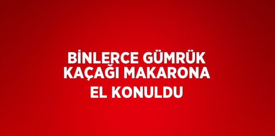 BİNLERCE GÜMRÜK KAÇAĞI MAKARONA EL KONULDU
