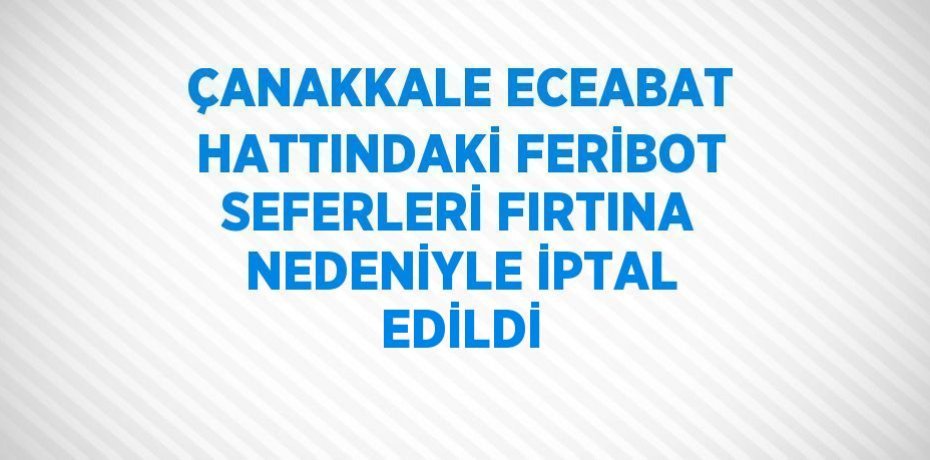 ÇANAKKALE ECEABAT HATTINDAKİ FERİBOT SEFERLERİ FIRTINA NEDENİYLE İPTAL EDİLDİ