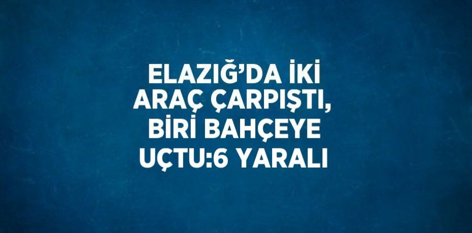 ELAZIĞ’DA İKİ ARAÇ ÇARPIŞTI, BİRİ BAHÇEYE UÇTU:6 YARALI