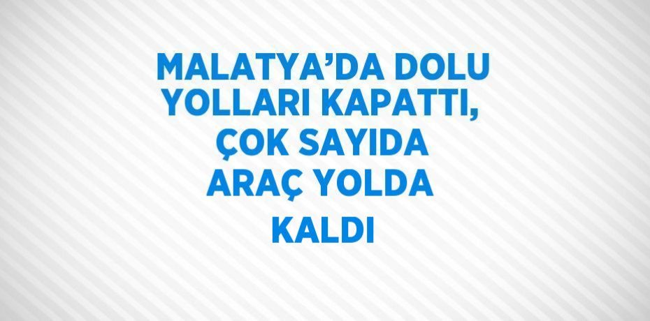 MALATYA’DA DOLU YOLLARI KAPATTI, ÇOK SAYIDA ARAÇ YOLDA KALDI