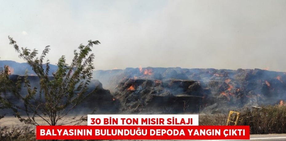 30 bin ton mısır silajı balyasının bulunduğu depoda yangın çıktı
