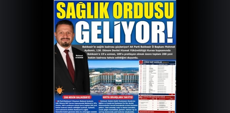 SAĞLIK ORDUSU GELİYOR!