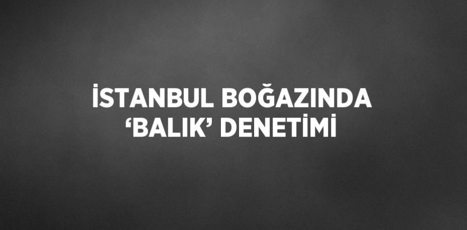 İSTANBUL BOĞAZINDA ‘BALIK’ DENETİMİ