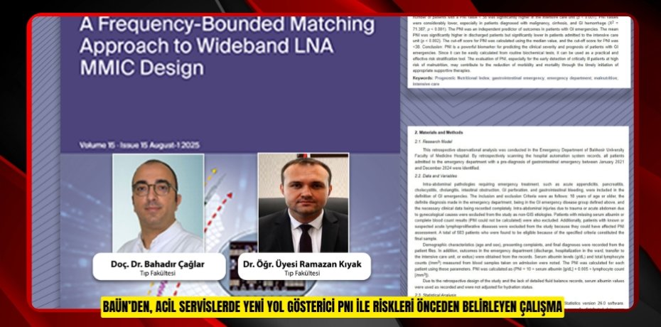 BAÜN’DEN, ACİL SERVİSLERDE YENİ YOL GÖSTERİCİ PNI İLE RİSKLERİ ÖNCEDEN BELİRLEYEN ÇALIŞMA