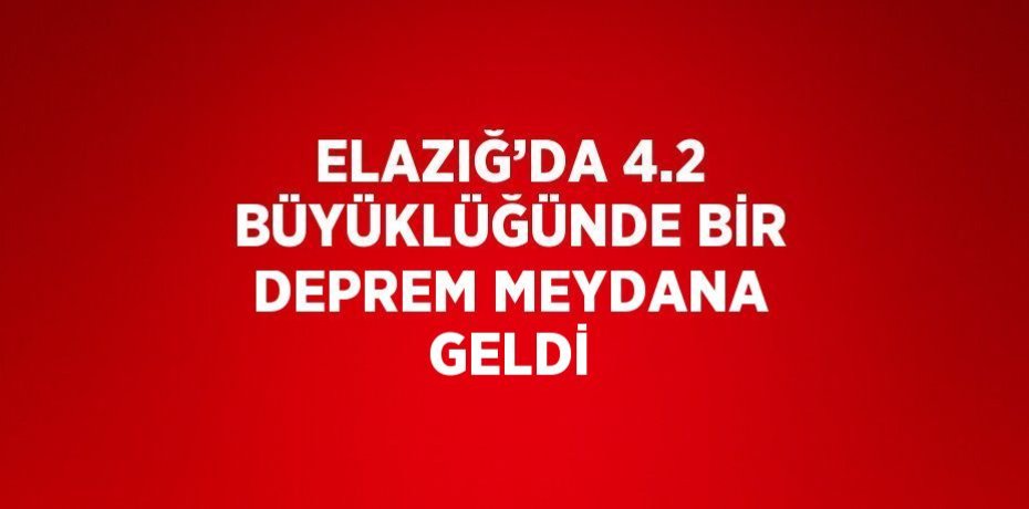 ELAZIĞ’DA 4.2 BÜYÜKLÜĞÜNDE BİR DEPREM MEYDANA GELDİ