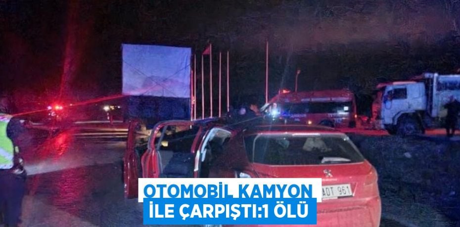 OTOMOBİL KAMYON İLE ÇARPIŞTI:1 ÖLÜ
