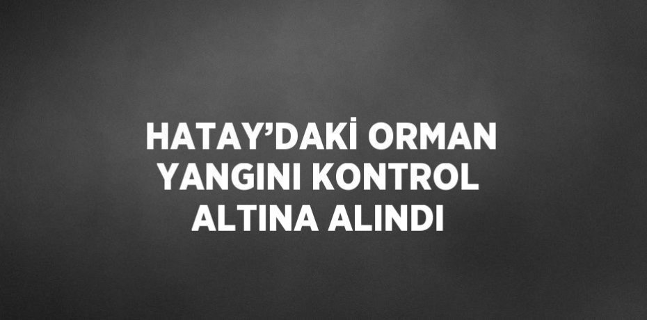HATAY’DAKİ ORMAN YANGINI KONTROL ALTINA ALINDI